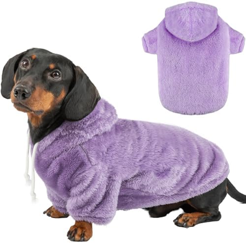 Fuzzy Dog Hoodie Sweater for Large Dogs Warm Winter Dog Clothes with Double-Sided Plush Fleece Soft Stretchy Pet Coats Hooded Sweatshirt for Medium Large Dogs