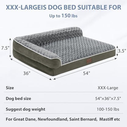 BFPETHOME Orthopedic Washable Dog Bed, Sleeping Couch for Large Senior Dogs