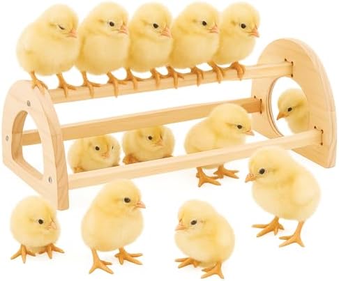 Chicken Roosting Perch Bar - Large Pine Wood with Mirror, Outdoor Use, Easy Installation