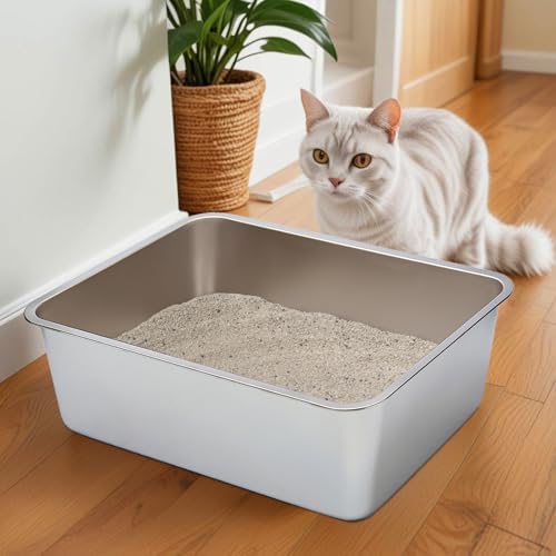 Stainless Steel Litter Box,Metal Cat Litter Box,Medium Cat Litterbox