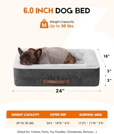 Upvilla Orthopedic Dog Bed, Four-Sided Small Dog Sofa, Washable Cover Gray
