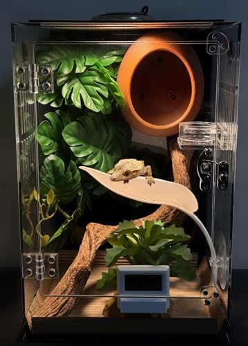 Woyrise Reptile Hide Cave Plastic Egg Shape Hideout, Gecko Hide with Strong Suction Cups Climbing Toys Reptile Shelter Sleeping Cave for Arboreal Reptiles, Frogs, Spiders Terrarium Decor - Brown