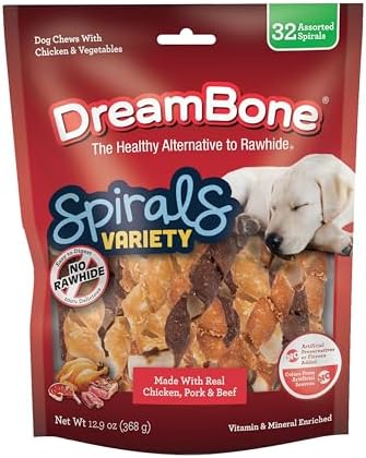 DreamBone Spirals Variety Pack Rawhide-Free Dog Treats, 32 Count