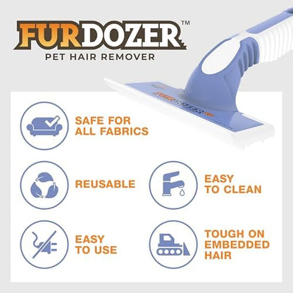 FurDozer Pet Hair Remover & Auto Detailing Tools - Cat & Dog Hair Remover for Carpets, Car Interiors, Couches, Bedding, & Pet Furniture (Purple, (3 Pack) - X6, X3 PRO, X3 MINI)