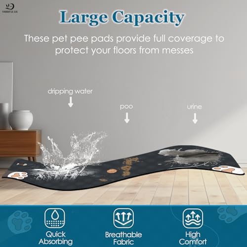 Washable Guinea Pig Bedding for 2 Story Guinea Pig Cages, Fast Absorption Reusable Guinea Pig Cage Liner, No Shrunk, Anti-Slip Bottom, Leak-Proof Pee Pad Mat, 12” x 24” & 24” x 48” (Black)