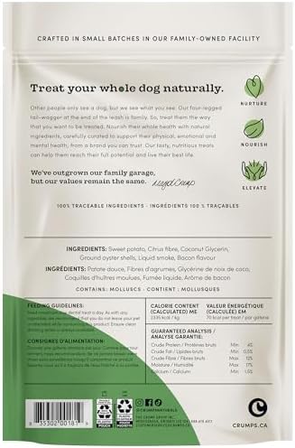 Crumps' Naturals Bacon Dental Dog Treats (10 count), 7"