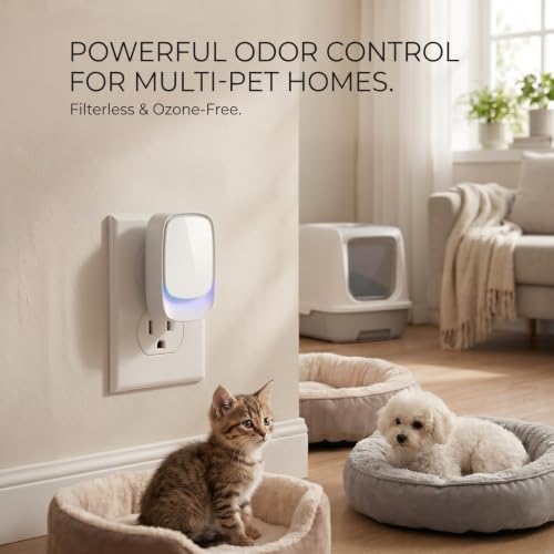 Cat Litter Odor Deodorizer, Plug In, Safe Air Purifier for Pets