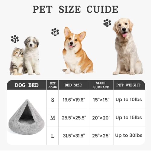 NOYAL Calming Donut Dog Bed, Hooded Cave with Blanket
