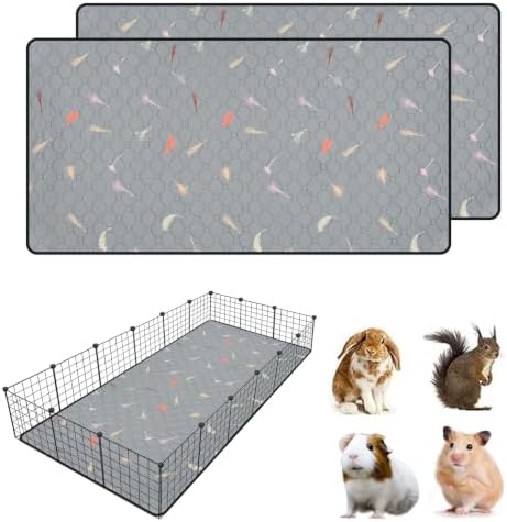 2Pcs Guinea Pig Cage Liners,Guinea Pig Fleece Cage Liners36''X72'' Super Absorbent Washable Pee Pads Reusable for Rabbit Hamster Chinchilla