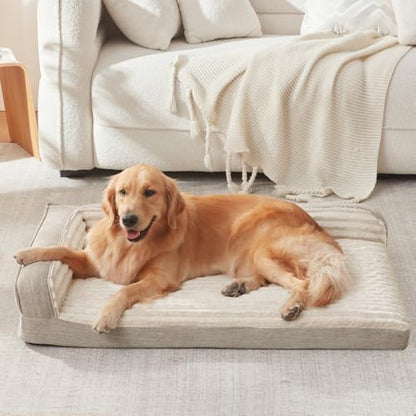 WINDRACING Orthopedic Dog Beds for Large Dogs, Beige, 36 x 27 inch
