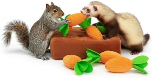 Ferret Foraging Toys Novelty Carrot Snuffle Mat Interactive Pet Treat Enrichment Toys for Small Animals Bunny Rabbit Chinchilla Guinea Pig Hamster (6Carrot)