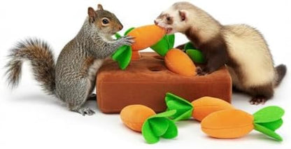 Ferret Foraging Toys Novelty Carrot Snuffle Mat Interactive Pet Treat Enrichment Toys for Small Animals Bunny Rabbit Chinchilla Guinea Pig Hamster (6Carrot)