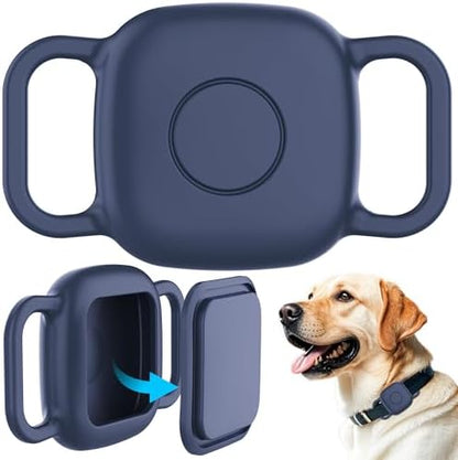 DDJ Waterproof Dog Collar Holder for Life360 Tile Mate Tracker, 2-Pack Durable Silicone Cover, Anti Lost for Life 360 Tile Tracker Case for Cat & pet Collars, Easy Installation, Black,Blue