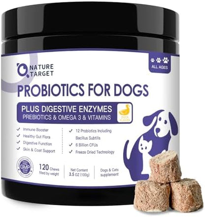 NATURE TARGET Probiotics for Dogs, Duck Flavored - 120 Treats