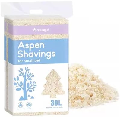 Niteangel Aspen Shaving Hamster Beddings for Syrian Dwarf Hamster Gerbil Mice Degu Rat Rabbit Bunny Guinea Pig Chinchilla Hedgehog or Other Small Pets (30L - 4mm)