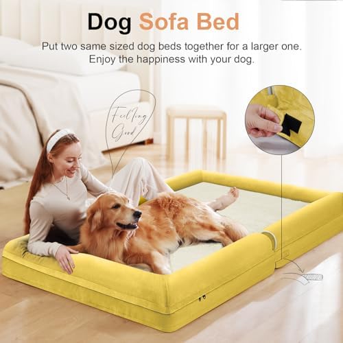 NANUYA Orthopedic Dog Bed for Large Dogs, 36 x 27 Inch, Ginger