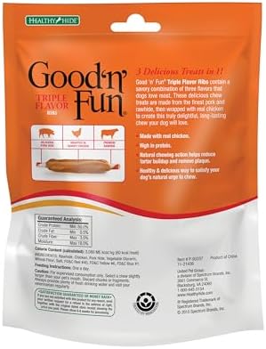 Good 'n' Fun Ribs Long-Lasting Dog Treat Made With Real Protein, 8.4 oz