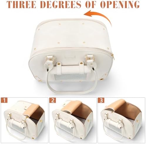 Dog Carrier Purse, Pet Carrier, Waterproof Premium Leather Pet Travel Portable Bag for Cat and Small Dog Home & Outdoor Medium Beige