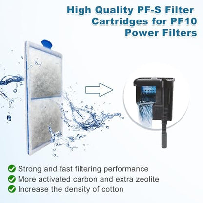 driamor 24 Pack PF-S Filter Cartridges Compatible with PF10 Power Filters, Small Fish Tank Filters Cartridge Replacement with Zeolite