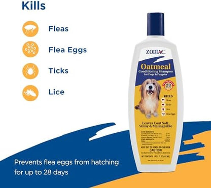 Zodiac Oatmeal Conditioning Shampoo for Dogs & Puppies 18 ounces, Small