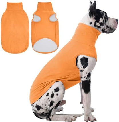 IECOii 4XL Dog Sweater - Stretch Fleece Sweater with Turtleneck,Orange