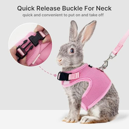 AIITLE Breathable Escape Proof Rabbit Harness and Leash Set, Pink L