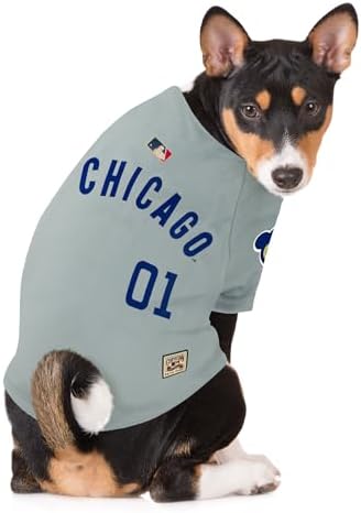 MLB Chicago Cubs Vintage Throwback Jersey for Dogs & Cats in Team Color. Comfortable Polycotton Material, Large