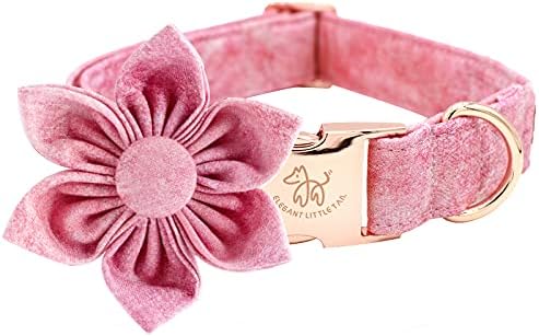 Elegant little tail Pink Girl Dog Collar for Female Dogs, Pet Collar Adjustable Dog Collars with Flower Gift for X-Small Dogs and Cats