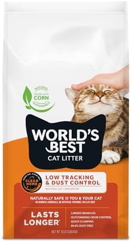 World's Best Cat Litter Low Tracking & Dust Control, Unscented, 15 lb Bag