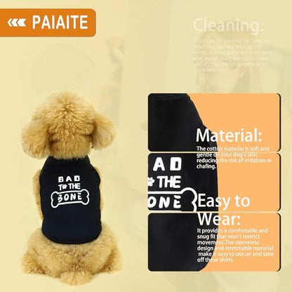 Discover Cozy Cotton Canine Wear: Soft, Lightweight, and Breathable Dog Shirt Vest with Eye-Catching Graphics(Bad to The Bone), Keeping Your Furry Friend Warm and Comfy! Grey 4XL