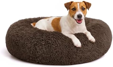 MIXJOY Orthopedic Dog Bed Comfortable Donut Cuddler Round Pet Beds Ultra Soft Washable Dog and Cat Cushion (20''/23''/27''/30'') (27'', Coffee)