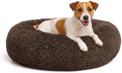 MIXJOY Orthopedic Dog Bed Comfortable Donut Cuddler Round Pet Beds Ultra Soft Washable Dog and Cat Cushion (20''/23''/27''/30'') (27'', Coffee)