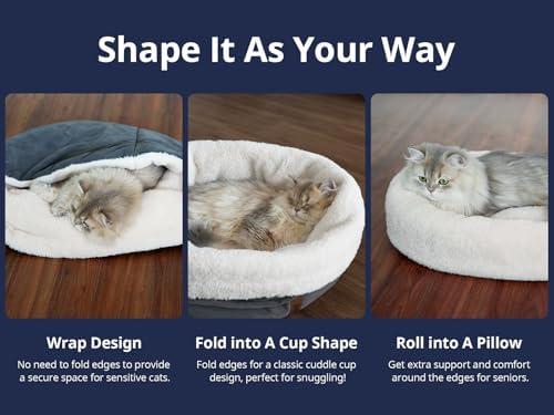 Cat Bed with Pet Pad, 17.7"×13.7", Gray