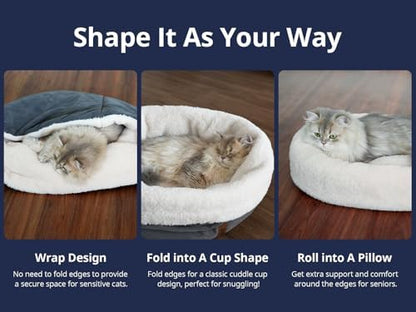 Cat Bed with Pet Pad, 17.7"×13.7", Gray