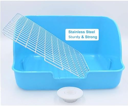 Rat Small Litter Box, 10"x8" Square Corner Litter Box Training Pan with Grid Potty Tray Toilet for Cage Small Animal/Rabbit/Guinea Pig/Bunny/Ferret (White)