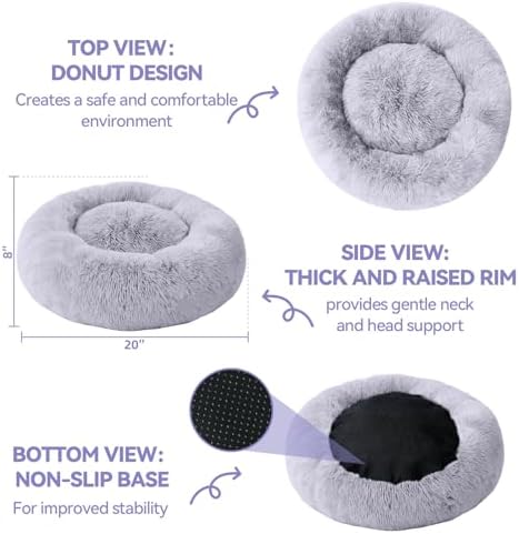 Medium Dog Bed, Washable Plush Donut Dog Bed, 28 Inch