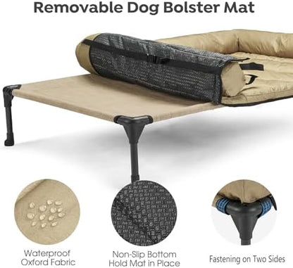 Veehoo Outdoor Elevated Dog Bed with Waterproof Bolster Cushion, Cooling