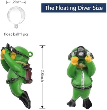onesimcr Floating Fish Tank Decorations, Aquarium Decorations, Lovely Diver Fish Tank Decorations, Floating Device Fish Tank Accessories，Suitable for All Kinds of Fish Tanks(Dark Green)…