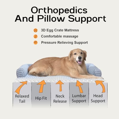 MEKIY Orthopedic XL Dog Bed with Bolster for Extra Large Size Dogs