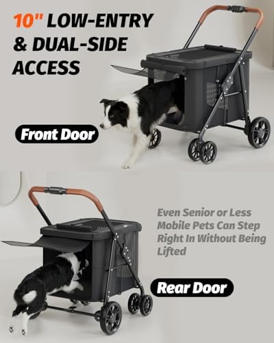 Dog Stroller for Large & Medium Dogs Up to 80 Lbs, Black