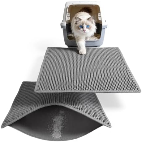 Cat Litter Mat, 30"x24", Waterproof, Easy to Clean (Grey-2Pack)