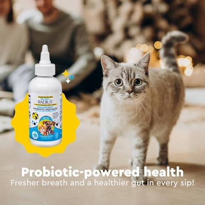 RADIUS OralPro+ Pet Probiotic Enzymatic Water Additive - Dog and Cat Dental Care Solution - Plaque & Tartar Defense Meal Supplement - Fresh Breath & Gut Health - Calming Vanilla, 4 Oz (Pack of 2)