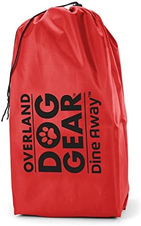 Mobile Dog Gear, Dine Away Dog Travel Bag for Medium and Large Dogs, Includes Lined Food Carriers and 2 Collapsible Dog Bowl, Collapsible Scooper and Placemat, Red