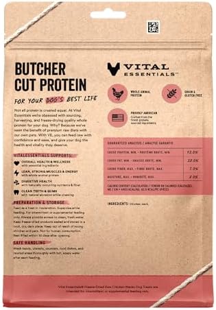 Vital Essentials Freeze-Dried Raw Chicken Necks Dog Treats, 9 oz Bag