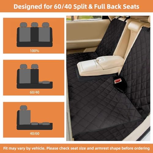 Bark Lover Dog Car Seat Cover for Back Seat, Upgraded Thickened Matte Fabric, Waterproof Car Seat Protector, Non-Slip Backseat Cover for Dogs in Car, Armrest Compatible, Fits Most Cars SUVs & Trucks