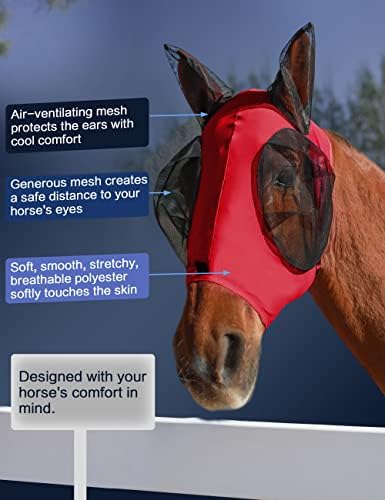 Horse Fly Mask with Ears, Fly Mask for Horses, Breathable Mesh