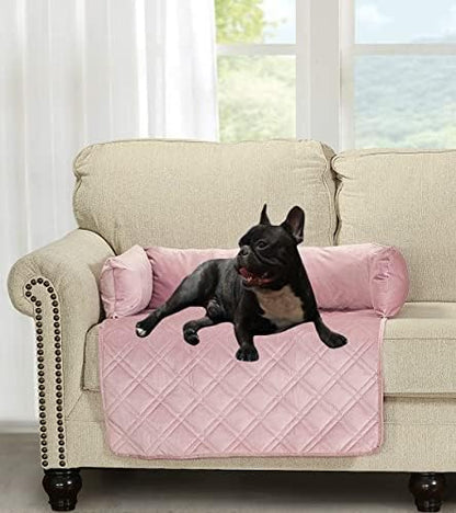 Brilliant Sunshine Silver Pink Velvet Dog Sofa Slipcover, Medium