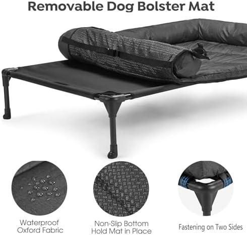 Veehoo Outdoor Elevated Dog Bed with Waterproof Bolster Cushion, Cooling