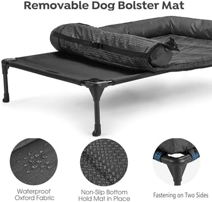 Veehoo Outdoor Elevated Dog Bed with Waterproof Bolster Cushion, Cooling