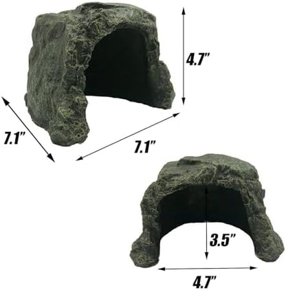 Reptile Rock Hide Cave Tortoise Hideout Turtle Basking Rock Snake Hide Habitat for Amphibian Lizard Fish Bearded Dragon Leopard Gecko